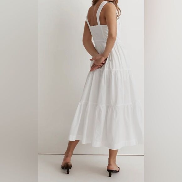 Madewell Button-Front Tiered Midi Dress NWT Size 12 - Picture 2 of 12